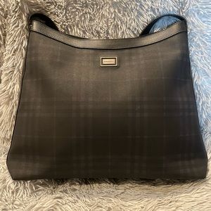 Burberry Navy Plaid PVC Handbag